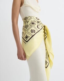 Miani - Nyomtatott selyemsál - Holdsugár/Barna Kopjafa