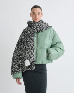 Lance - Mouline Slub gyapjú sál - Fekete/Fehér