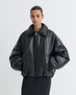 Asger - Bélelt Okobor™ alternatív bőrkabát - Fekete