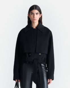 Satoyo - Gyapjú és selyem keverék kabát - Fekete