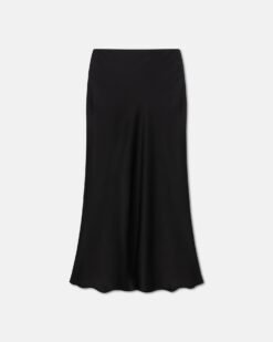 Razi - Slip-on szatén midi szoknya - fekete