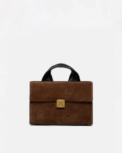 Sandi Lock - Velúr felső fogantyús táska - Sötétbarna