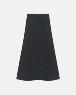 Priel - Átmosott Merinó Közepes Hosszúságú Szoknya - Szénszürke
