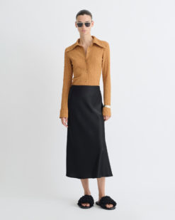 Lotte - Seersucker Póló - Teveszín