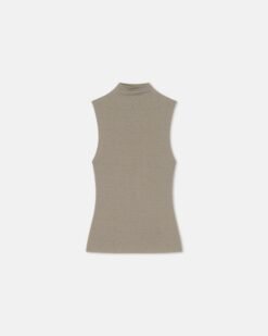 Annyka - Hálós Jersey Ujjatlan Felső - Köd