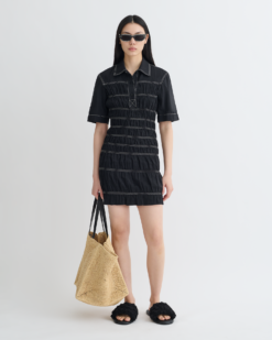 Nomia - Füstös Üveg Puplin Mini Ruha - Fekete