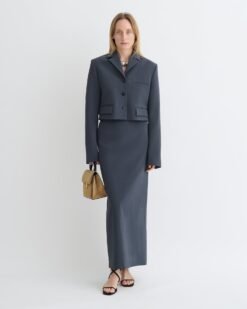 Sinead - Rövidített Papír Jersey Zakó - Poros Kék