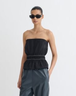 Rosey - Üvegpuplin Bandeau Top - Fekete