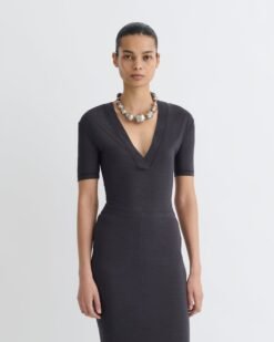 Akka - Gyapjú Jersey Henley Felső - Szürke