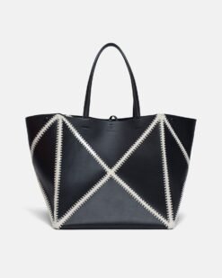 Origami Nagyméretű Táska - Alt-Nappa Horgolt Táska - Fekete/Krém
